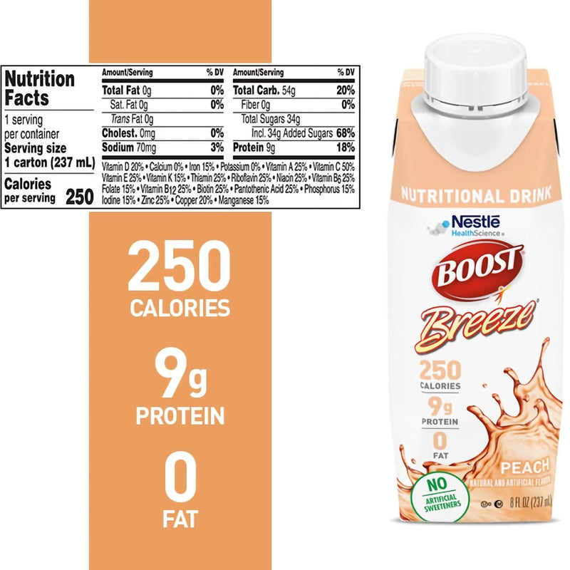 Boost Breeze® Variety Flavor (Peach, Wild Berry) Oral Supplement, 8 oz. Carton, 1 Case of 24 (Nutritionals) - Img 5