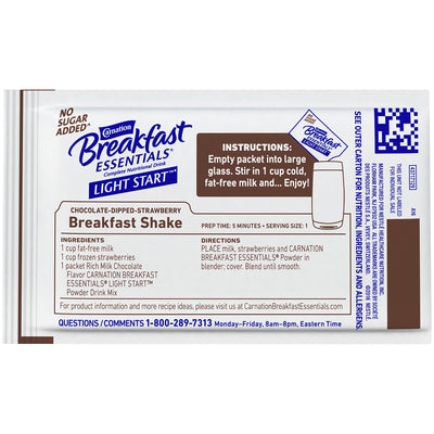 Carnation Breakfast Essentials® Light Start Chocolate Oral Supplement, 20 Gram Packet, 1 Box of 8 (Nutritionals) - Img 2