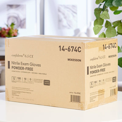 McKesson Confiderm® 6.5CX Extended Cuff Nitrile Extended Cuff Length Exam Glove, Small, Blue, 1 Box of 100 () - Img 10