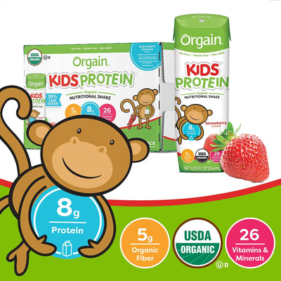 Orgain® Kids® Protein Organic Strawberry Pediatric Oral Supplement, 8.25 oz. Carton, 1 Case of 12 () - Img 4