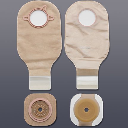 New Image™ Two-Piece Drainable Clear Ileostomy /Colostomy Kit, 12 Inch Length, 4 Inch Flange, 1 Box of 5 (Ostomy Pouches) - Img 1