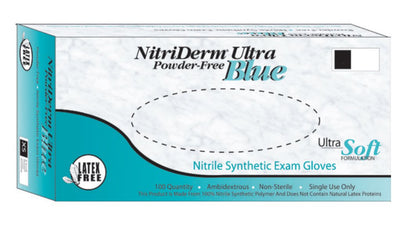 NitriDerm® Ultra Blue Exam Glove, Medium, Light Blue, 1 Case of 1000 () - Img 1