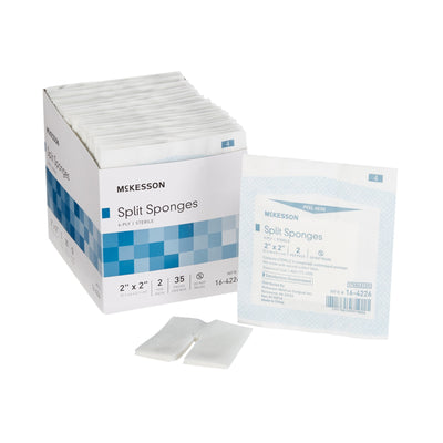 McKesson IV/Drain Split Dressing, 2 x 2 Inch, 1 Box of 35 (General Wound Care) - Img 1