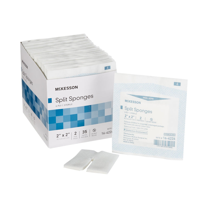 McKesson IV/Drain Split Dressing, 2 x 2 Inch, 1 Box of 35 (General Wound Care) - Img 1