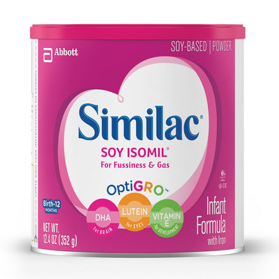 Similac® Soy Isomil® For Fussiness and Gas Powder Infant Formula, 12.4 oz. Can, 1 Case of 6 () - Img 1