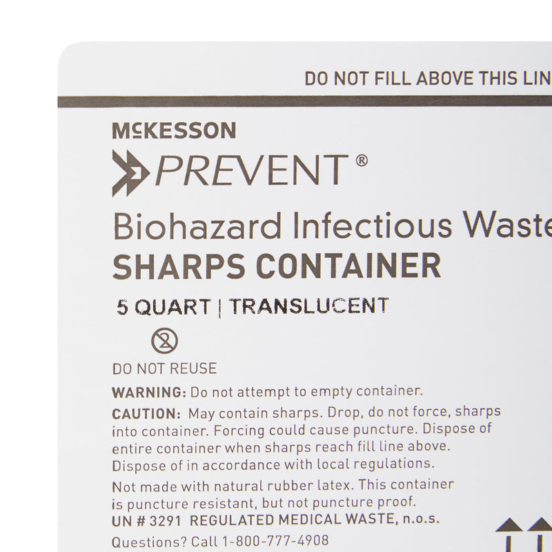 McKesson Prevent® Sharps Container, 1-1/4 Gallon, 10-3/4 x 10-1/2 x 4-3/4 Inch, 1 Case of 20 (Sharps Collectors) - Img 4