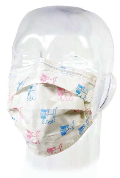 Precept Medical Products Pediatric Procedure Mask, Cats Print, 1 Case of 500 (Masks) - Img 1