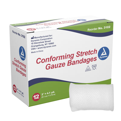 Dynarex® NonSterile Conforming Bandage, 2 Inch x 4-1/10 Yard, 1 Box of 12 (General Wound Care) - Img 1