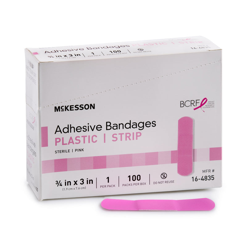 McKesson Pink Adhesive Strip, 3/4 x 3 Inch, 1 Box of 100 (General Wound Care) - Img 6