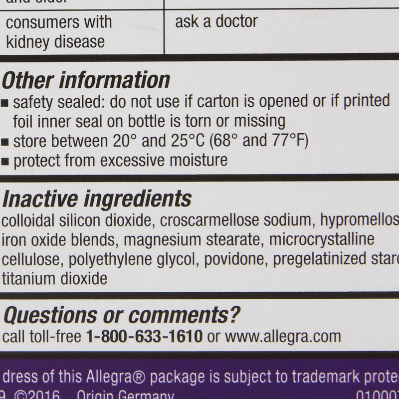 Allegra® Fexofenadine Allergy Relief, 1 Bottle (Over the Counter) - Img 5