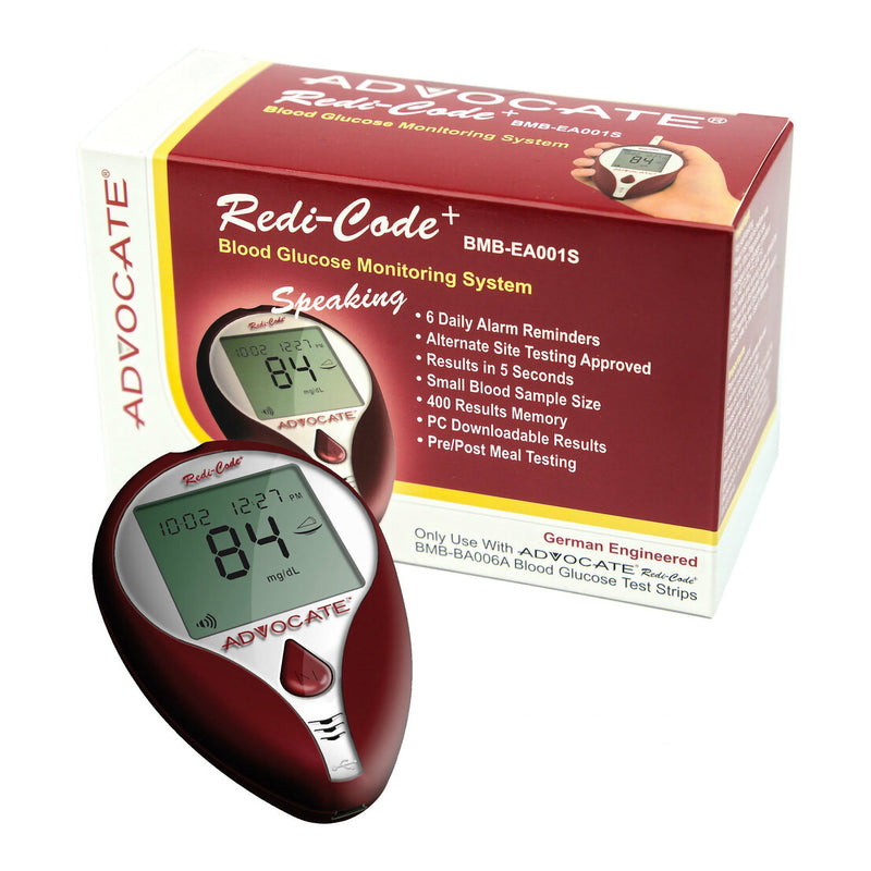 Advocate® Redi-Code® Plus Speaking BG Meter, 1 Case of 50 (Diabetes Monitoring) - Img 1