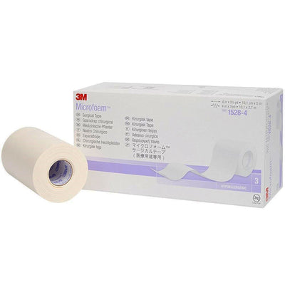 3M™ Microfoam™ Foam / Acrylic Adhesive Medical Tape, 4 Inch x 5-1/2 Yard, White, 1 Box of 3 (General Wound Care) - Img 1