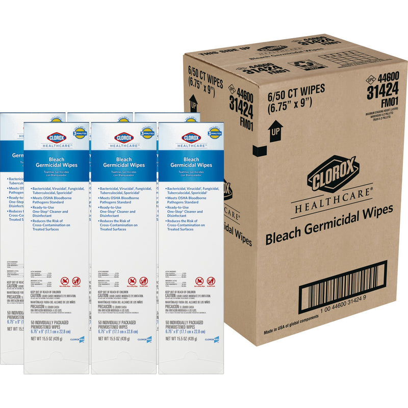 Clorox® Healthcare® Bleach Germicidal Wipes, Individual Packets, 1 Carton of 50 (Cleaners and Disinfectants) - Img 6