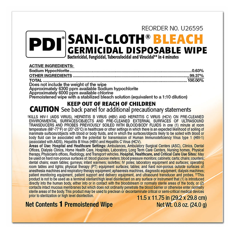 Sani-Cloth® Surface Disinfectant Cleaner Bleach Wipe, 40 Individual Packets per Box, 1 Box of 40 (Cleaners and Disinfectants) - Img 2