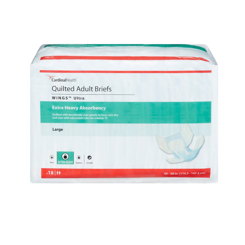 Wings™ Ultra Quilted Extra Heavy Absorbency Incontinence Brief, Large, 1 Case of 72 () - Img 1