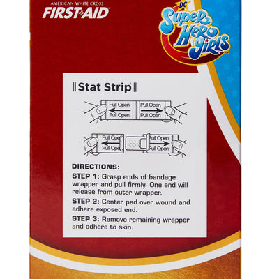 American® White Cross First Aid DC Super Hero Girls Kid Design Adhesive Strip, ¾ x 3 Inch, 1 Case of 1200 (General Wound Care) - Img 4