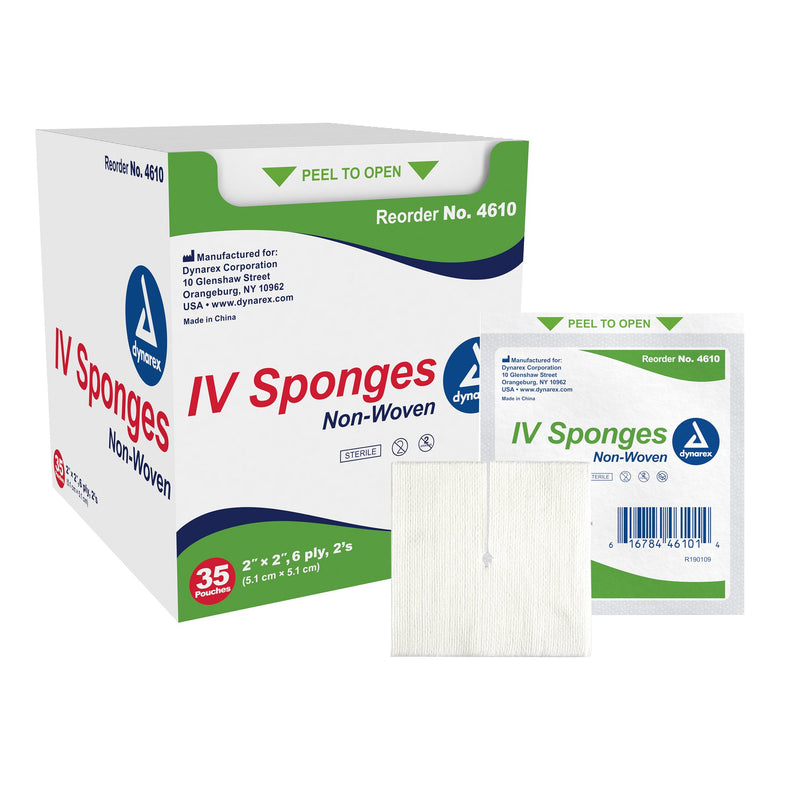 dynarex® I.V. / Drain Split Dressing, 2 x 2 inch, 1 Box (General Wound Care) - Img 1