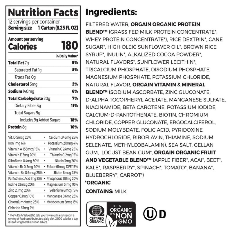 Orgain® Kids® Protein Organic Nutritional Shake Chocolate Pediatric Oral Supplement, 8.25 oz. Carton, 1 Case of 12 () - Img 2