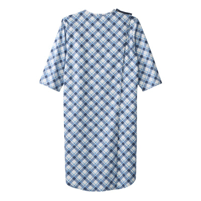 Silverts® Shoulder Snap Patient Exam Gown, X-Large, Diagonal Blue Plaid, 1 Each (Gowns) - Img 2