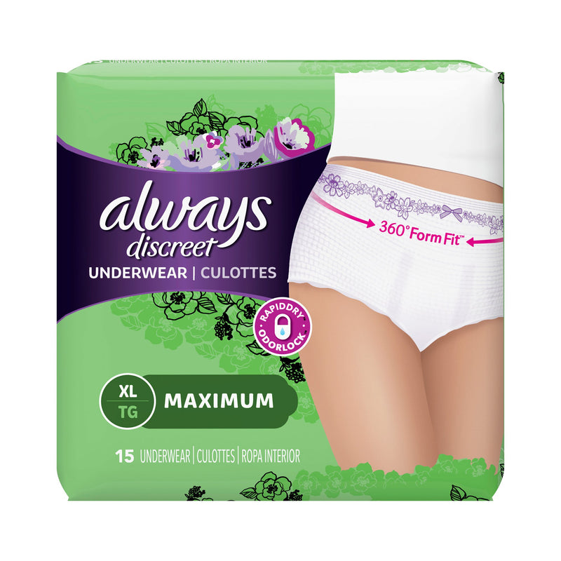 Always® Discreet Maximum Absorbent Underwear, Extra Large, 1 Case of 45 () - Img 6