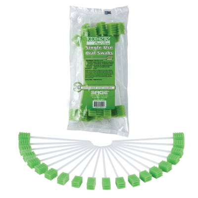 Toothette Plus Oral Swabsticks Foam Tip Untreated, 6" Length, Green, 1 Case of 50 (Mouth Care) - Img 1