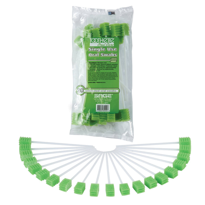 Toothette Plus Oral Swabsticks Foam Tip Untreated, 6" Length, Green, 1 Case of 50 (Mouth Care) - Img 1