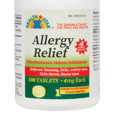 Health*Star® Chlorpheniramine Maleate Allergy Relief, 1 Bottle of 100 (Over the Counter) - Img 4