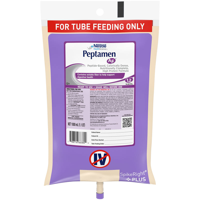 Peptamen AF® Tube Feeding Formula, 33.8 oz. Bag, 1 Case of 6 (Nutritionals) - Img 1