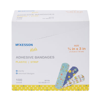 McKesson Kids™ Kid Design (Assorted Prints) Adhesive Strip, 3/4 x 3 Inch, 1 Box of 100 (General Wound Care) - Img 4