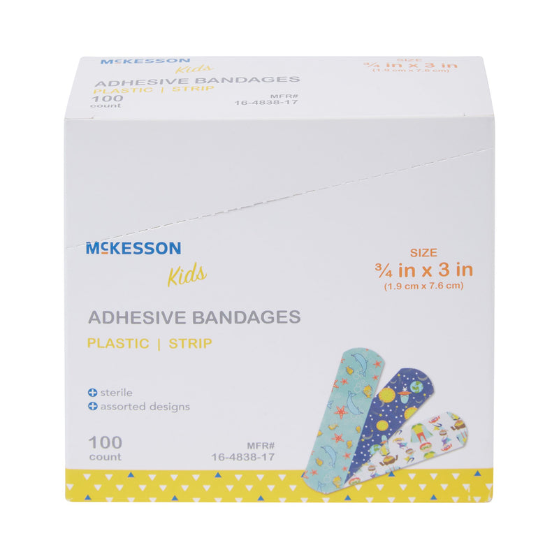 McKesson Kids™ Kid Design (Assorted Prints) Adhesive Strip, 3/4 x 3 Inch, 1 Box of 100 (General Wound Care) - Img 4