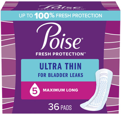 Poise® Fresh Protection™ Ultra Thin Pads, Maximum Long, 1 Pack of 36 () - Img 1