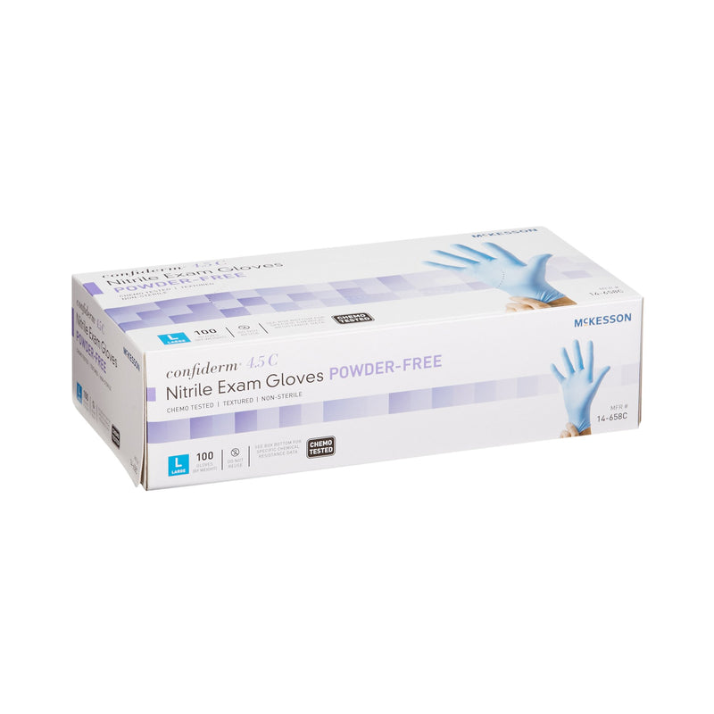 McKesson Confiderm® 4.5C Nitrile Exam Glove, Large, Blue, 1 Box of 100 () - Img 2