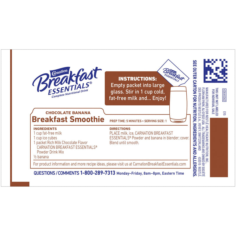 Carnation Breakfast Essentials® Chocolate Oral Supplement, 1.26 oz. Packet, 1 Case of 60 (Nutritionals) - Img 2