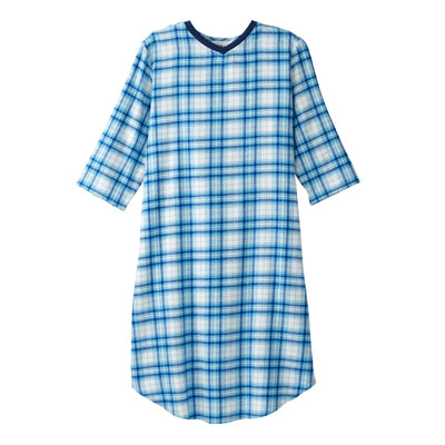 Silverts® Shoulder Snap Patient Exam Gown, 2X-Large, Turquoise Plaid, 1 Each (Gowns) - Img 1