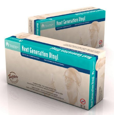 Next Generation Vinyl Stretch Vinyl Standard Cuff Length Exam Glove, Medium, Ivory, 1 Case of 1000 () - Img 1