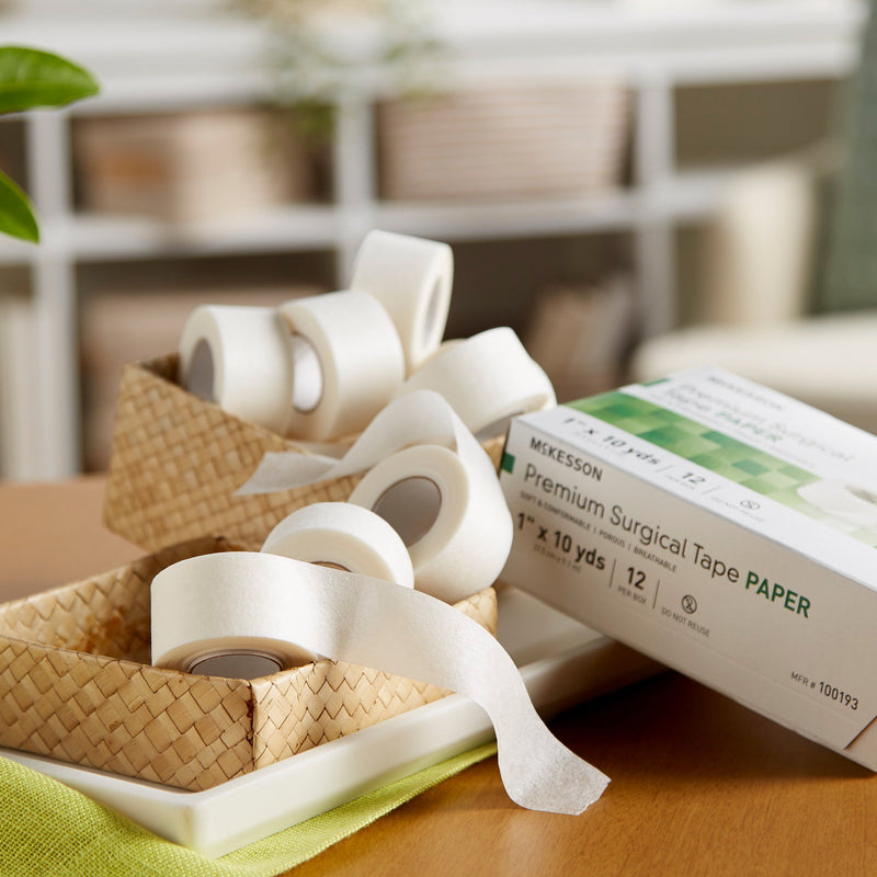 McKesson Paper Medical Tape, 1 Inch x 10 Yard, White, 1 Box of 12 (General Wound Care) - Img 6