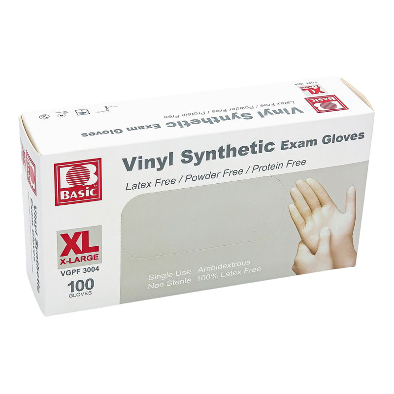 Basic® Vinyl Exam Glove, Extra Large, White, 1 Box () - Img 1