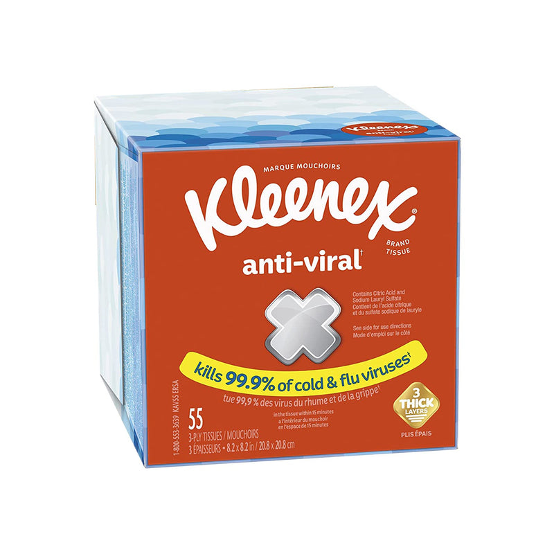 TISSUE, FACIAL KLEENEX ANTI-VIRAL UPRIGHT (55/PK 27PK/CS) (Facial Tissues) - Img 1