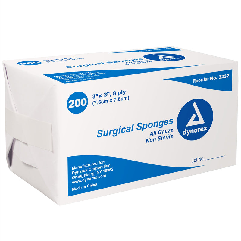 Dynarex® NonSterile Gauze Sponge, 3 x 3 Inch, 1 Box of 200 (General Wound Care) - Img 1