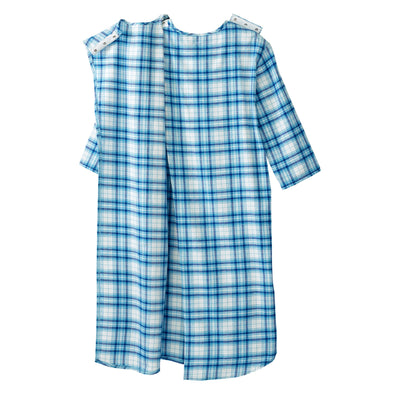 Silverts® Shoulder Snap Patient Exam Gown, Small, Turquoise Plaid, 1 Each (Gowns) - Img 3