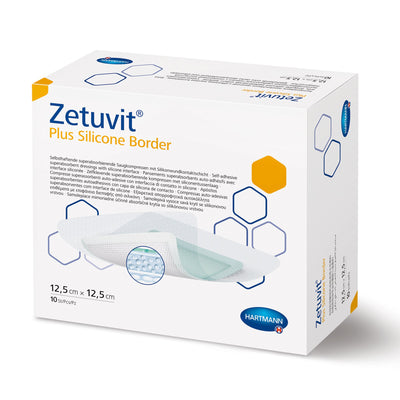 Zetuvit® Plus Silicone Border Super Absorbent Dressing, 5 x 5 Inch, 1 Box of 10 (Advanced Wound Care) - Img 1