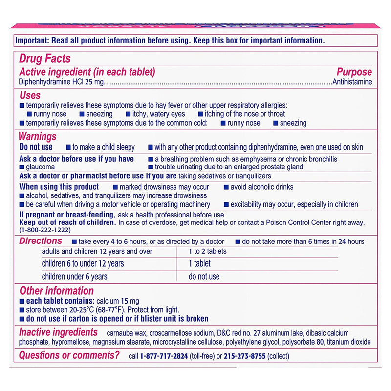 Benadryl® Allergy Ultratabs® Diphenhydramine Allergy Relief, 1 Case of 576 (Over the Counter) - Img 6