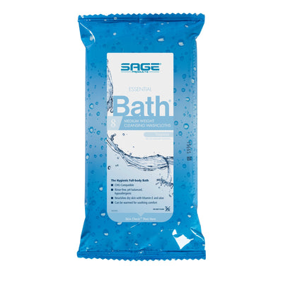 Sage Products Essential Bath Rinse-Free Wipes, Medium Weight, Soft Pack, 1 Box of 30 (Skin Care) - Img 7