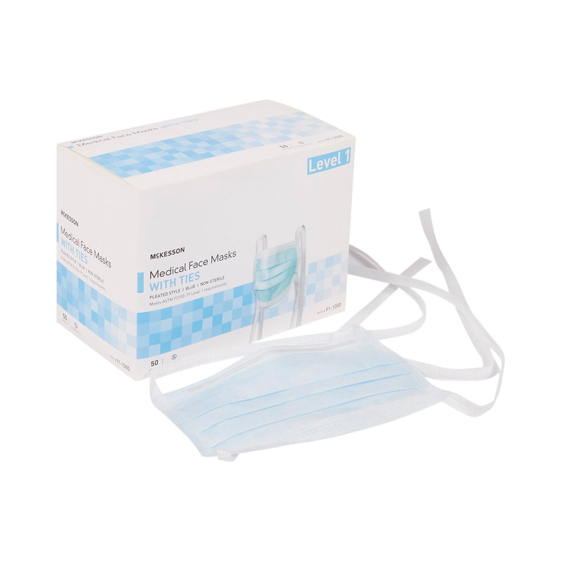 McKesson Classic Style Surgical Mask, Blue, 1 Box of 50 (Masks) - Img 1