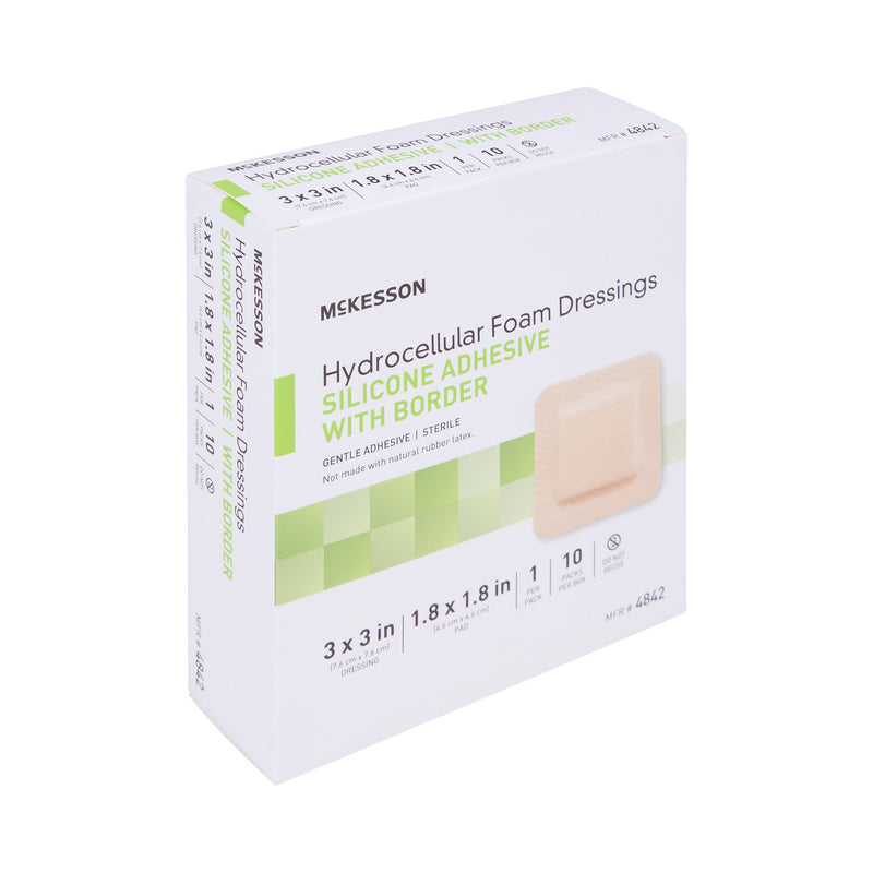 McKesson Silicone Adhesive with Border Silicone Foam Dressing, 3 x 3 Inch, 1 Box of 10 (Advanced Wound Care) - Img 8