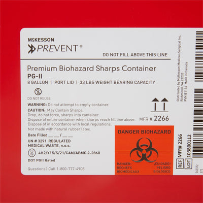McKesson Prevent® Sharps Container, 8 Gallon, 13-1/2 x 17-3/10 x 13 Inch, 1 Case of 9 () - Img 3