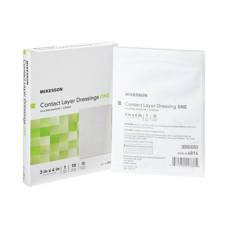 McKesson Silicone Wound Contact Layer Dressing, 3 x 4 Inch, 1 Box of 10 () - Img 1