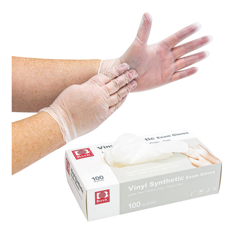 Basic® Vinyl Exam Glove, Large, White, 1 Box () - Img 4