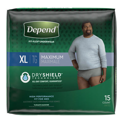 Depend FIT-FLEX Absorbent Underwear for Men, 44" to 64" Waist, X-Large, 1 Pack of 15 () - Img 7