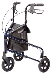 Carex® Trio 3-Wheel Rolling Walker, 7.5 in. Wheel, 31.75 - 38 in. Handle, Blue, 250 lbs, Aluminum Frame, 1 Each (Mobility) - Img 1